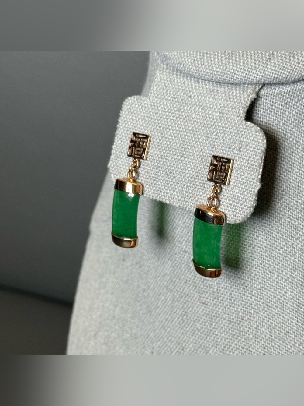 18K GP Jade Drop Earrings